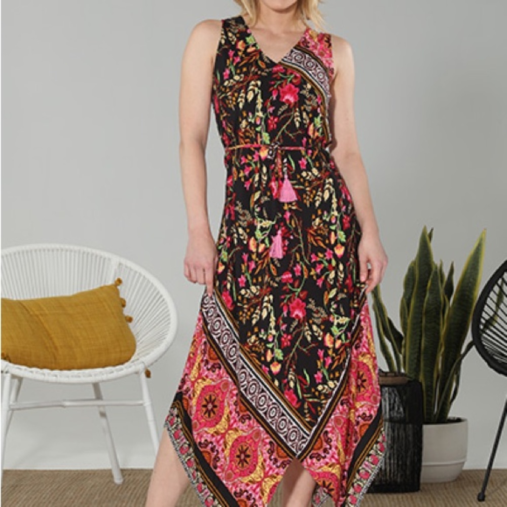 Paparazzi Pink and Green Asymmetrical Sundress